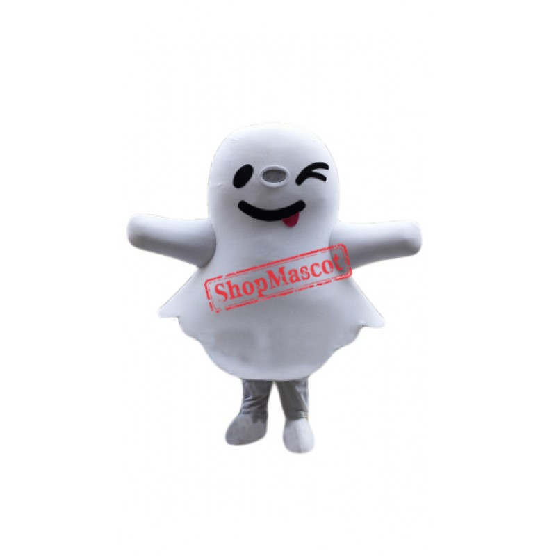 Cute White Ghost Mascot Costume