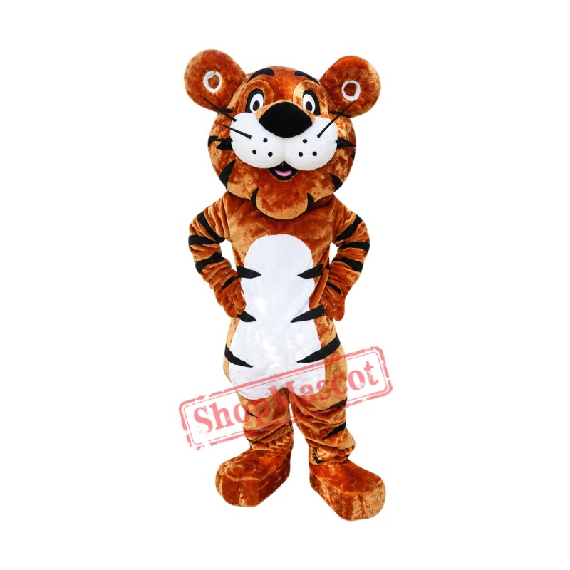 Happy Cartoon Tiger Mascot Costume