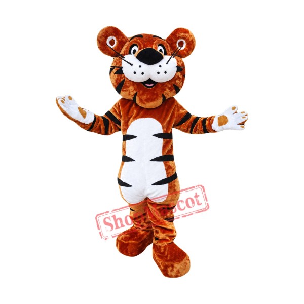 Happy Cartoon Tiger Mascot Costume Happy Cartoon Tiger Mascot Costume