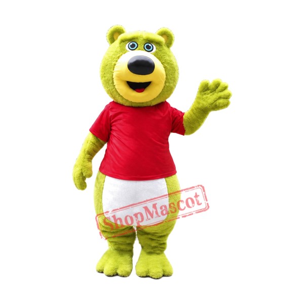 Green Teddy Bear Mascot Costume