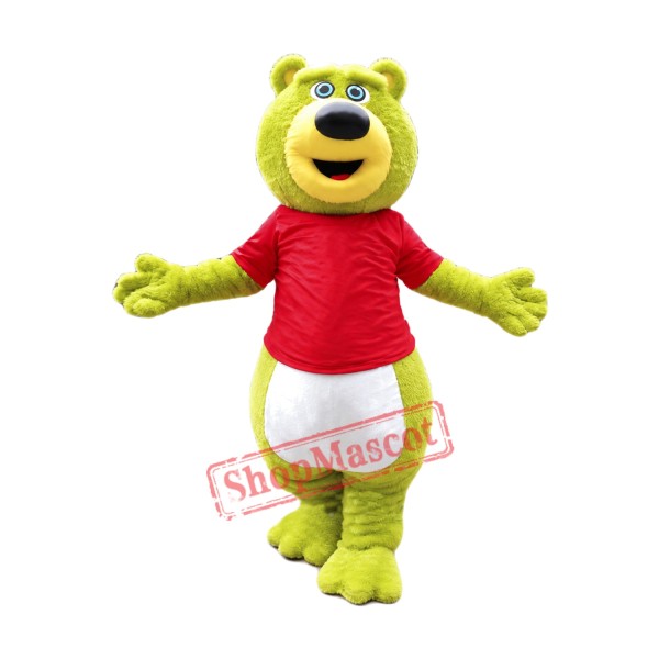 Green Teddy Bear Mascot Costume Green Teddy Bear Mascot Costume