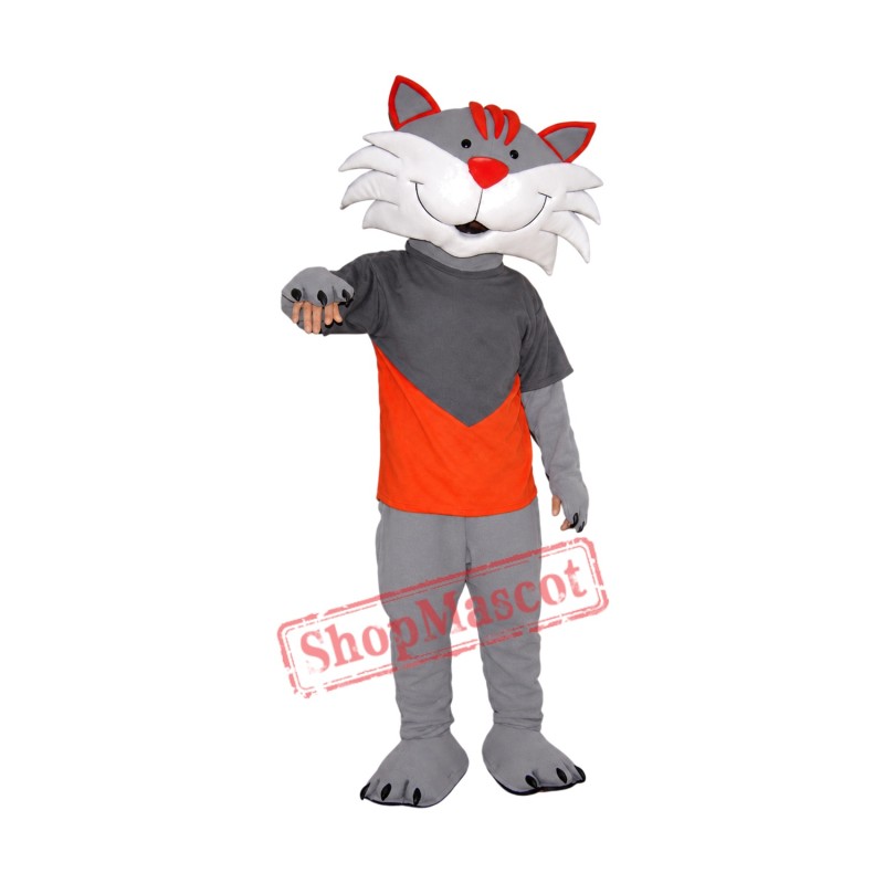 Happy Grey Cat Mascot Costume