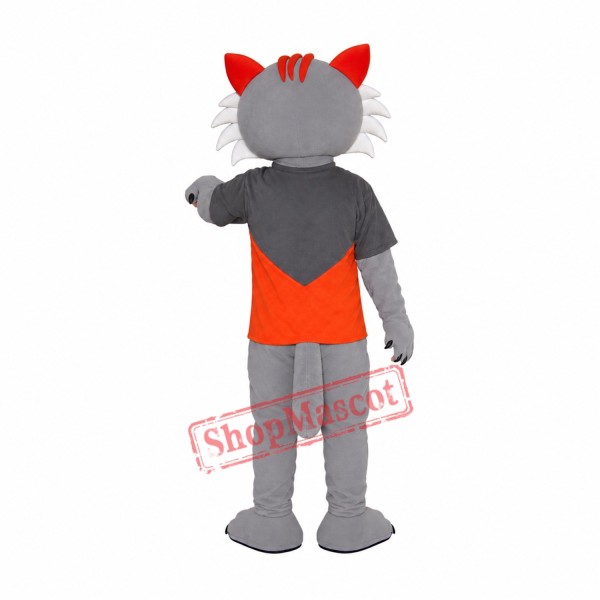 Happy Grey Cat Mascot Costume Happy Grey Cat Mascot Costume