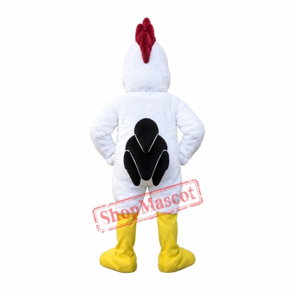 Power Muscular White Rooster Mascot Costume Power Muscular White Rooster Mascot Costume