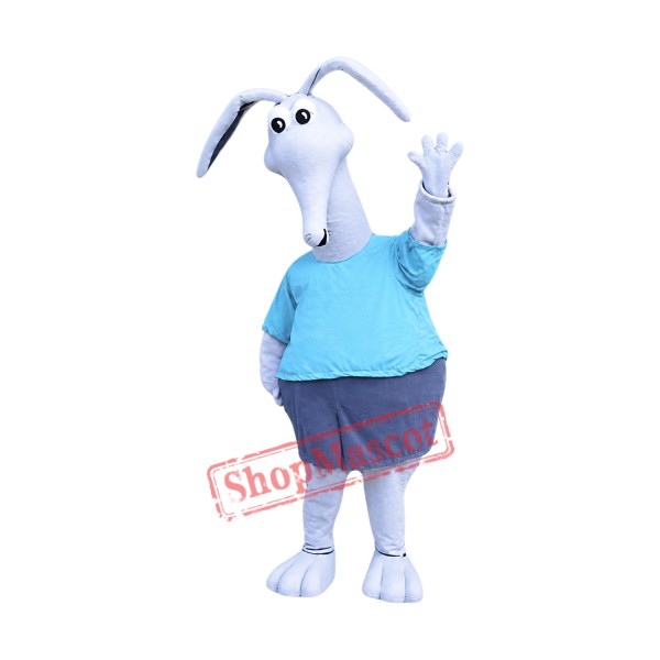 White Aardvark Mascot Costume