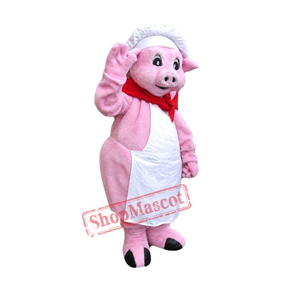 Chef Pink Pig Mascot Costume Chef Pink Pig Mascot Costume