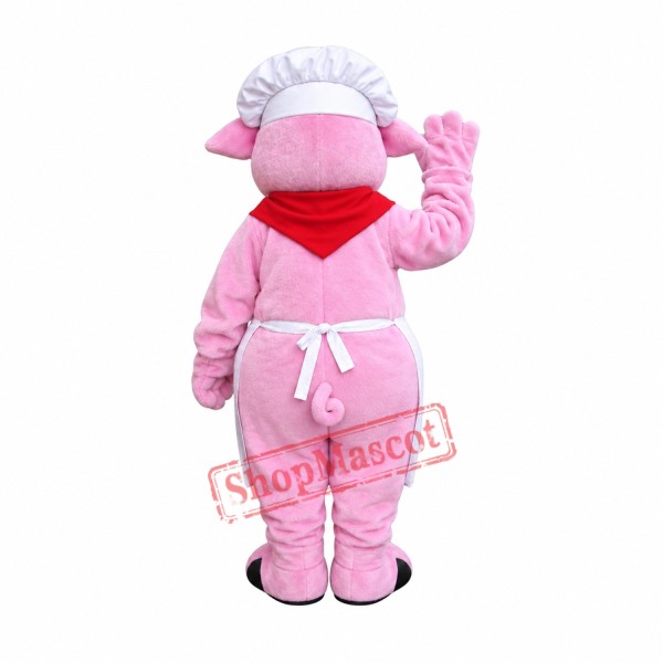 Chef Pink Pig Mascot Costume Chef Pink Pig Mascot Costume