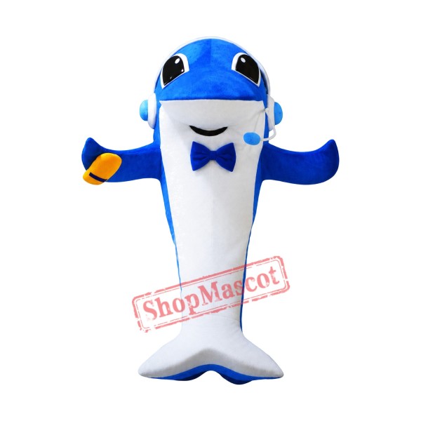 Happy Lightweight Blue Dolphin Mascot Costume