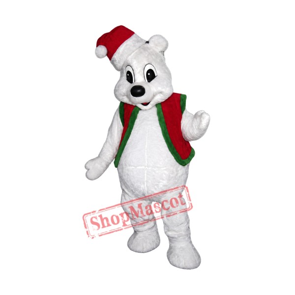 Christmas White Bear Mascot Costume Christmas White Bear Mascot Costume