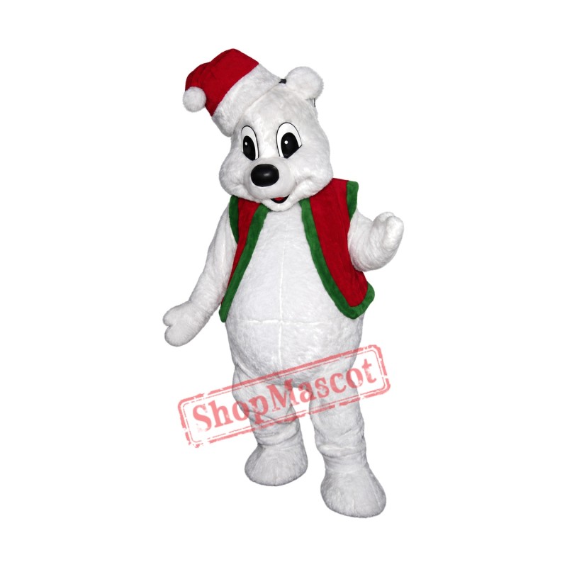 Christmas White Bear Mascot Costume Christmas White Bear Mascot Costume