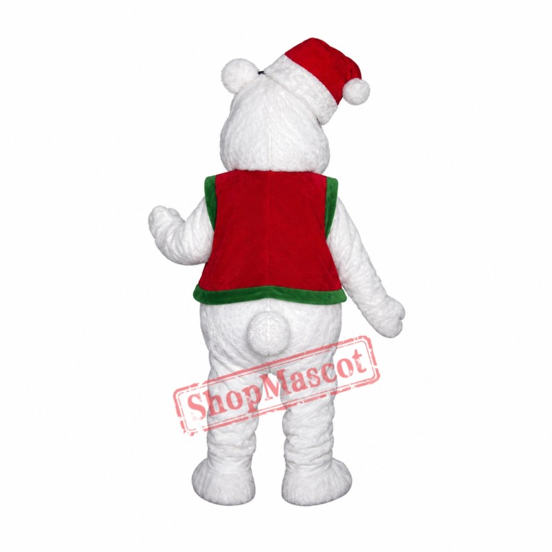 Christmas White Bear Mascot Costume Christmas White Bear Mascot Costume