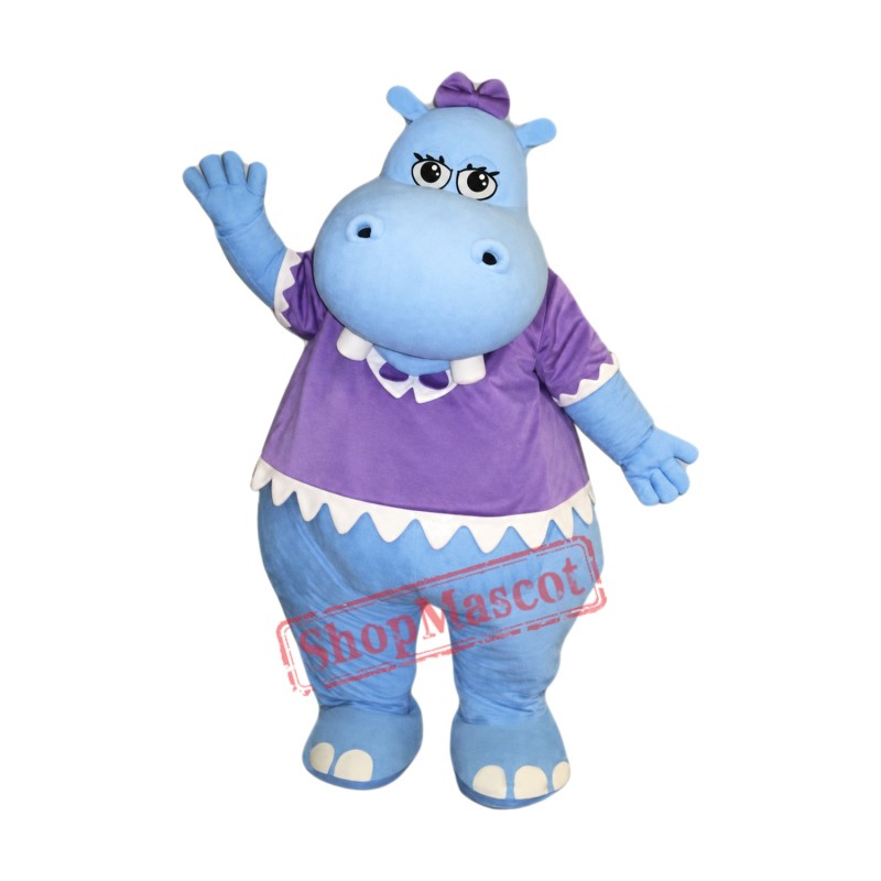 Female Blue Hippo Mascot Costume Female Blue Hippo Mascot Costume