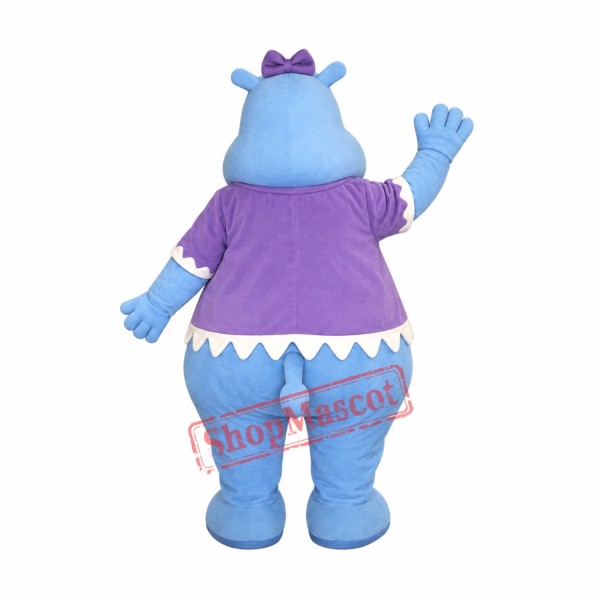 Female Blue Hippo Mascot Costume Female Blue Hippo Mascot Costume