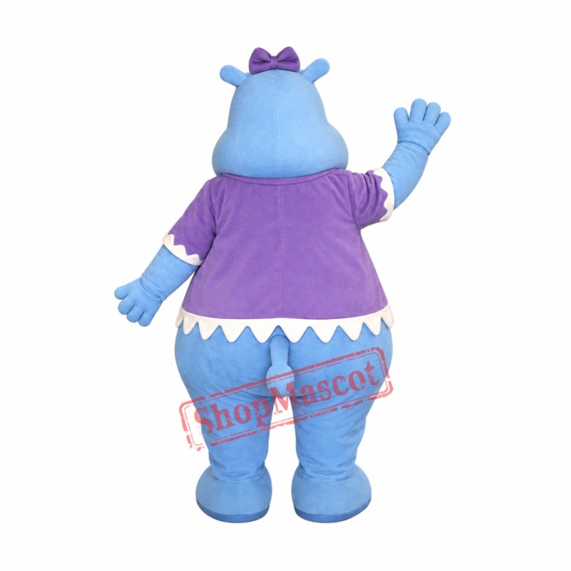 Female Blue Hippo Mascot Costume Female Blue Hippo Mascot Costume
