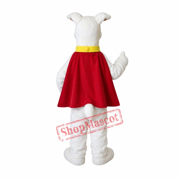 Super White Dog Mascot Costume Super White Dog Mascot Costume