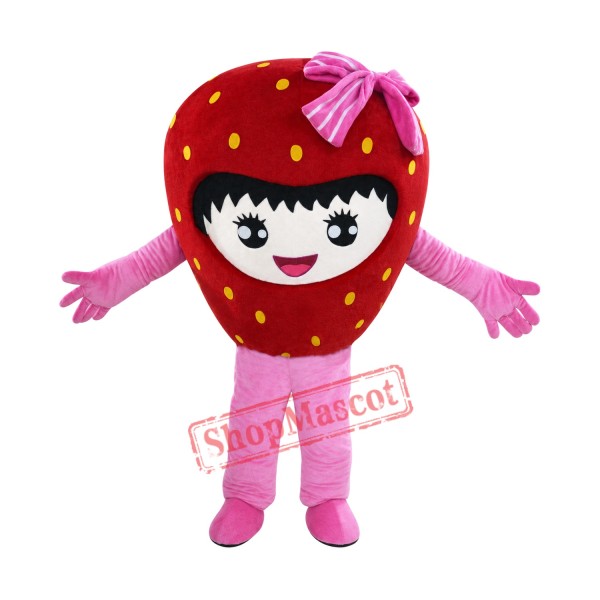 Happy Strawberry Girl Mascot Costume