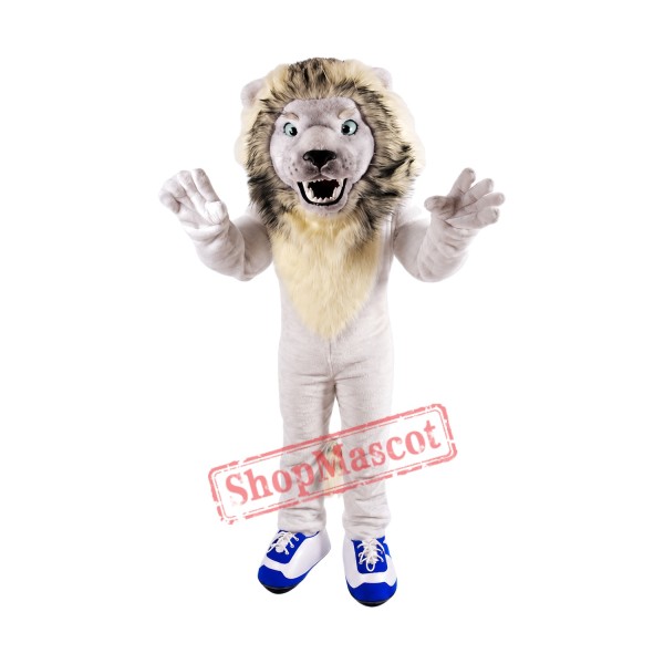 Fierce White Lion Mascot Costume