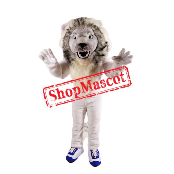 Fierce White Lion Mascot Costume