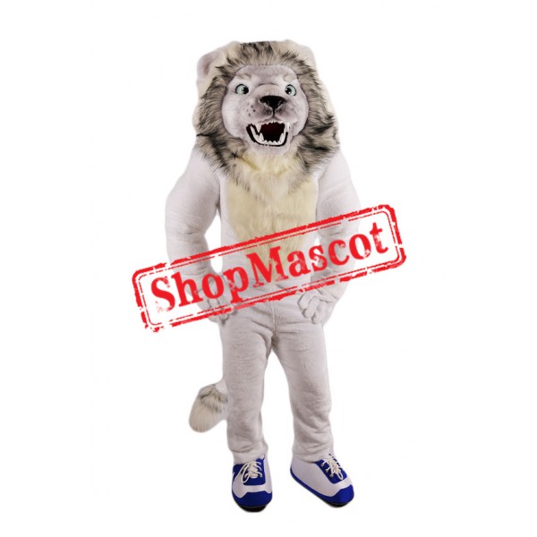 Fierce White Lion Mascot Costume