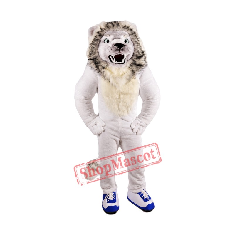 Fierce White Lion Mascot Costume Fierce White Lion Mascot Costume