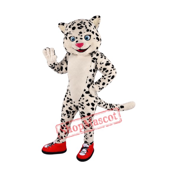 Happy Snow Leopard Mascot Costume