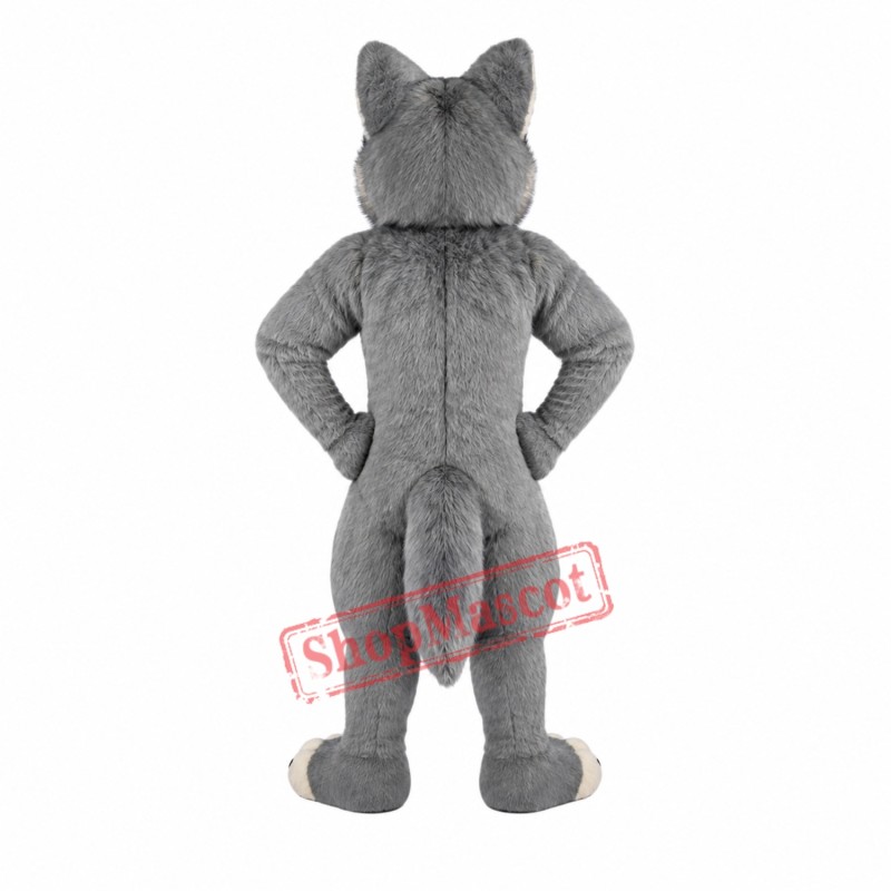 Grey Furry Wolf Mascot Costume Grey Furry Wolf Mascot Costume