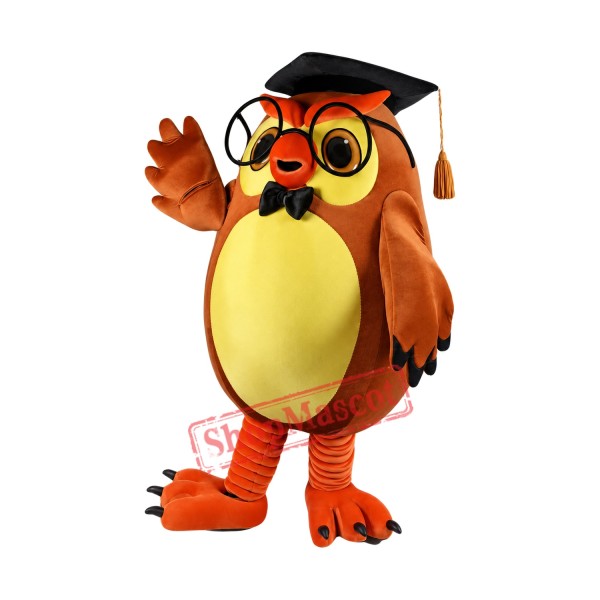 Learned Owl Mascot Costume Learned Owl Mascot Costume