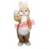 Brown Pink Bunny Mascot Costume