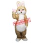 Brown Pink Bunny Mascot Costume