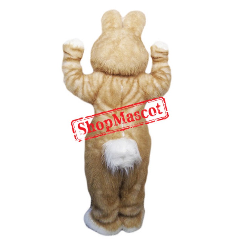 Brown Pink Bunny Mascot Costume
