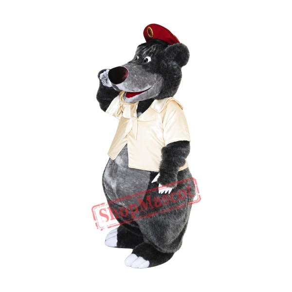 Happy Lightweight Grey Bear Mascot Costume
