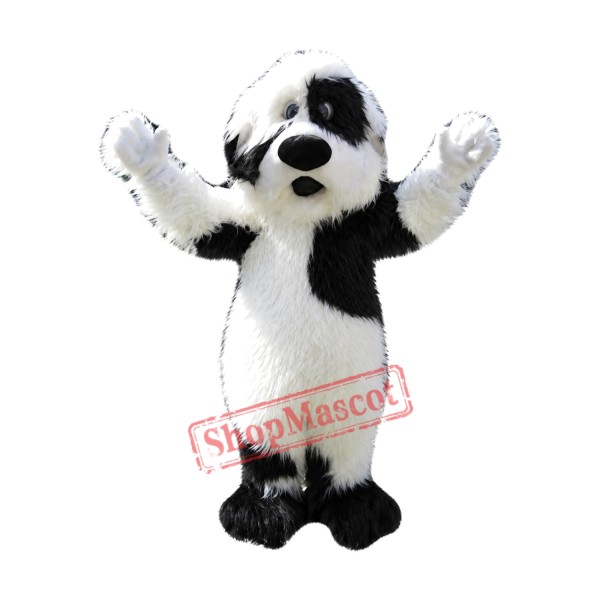 Friendly Black&White Dog Mascot Costume Friendly Black&White Dog Mascot Costume