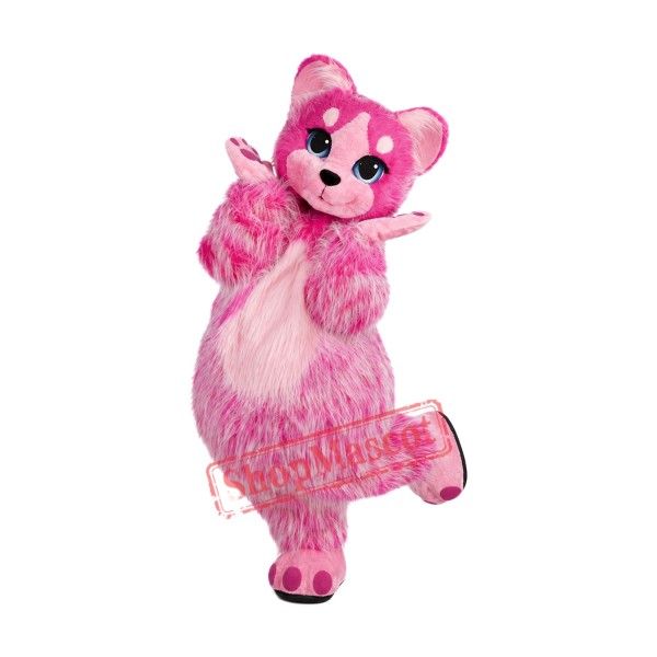 Pink Furry Cat Mascot Costume Pink Furry Cat Mascot Costume