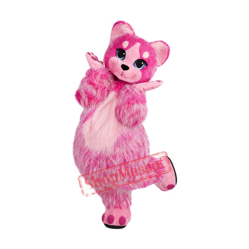 Pink Furry Cat Mascot Costume Pink Furry Cat Mascot Costume