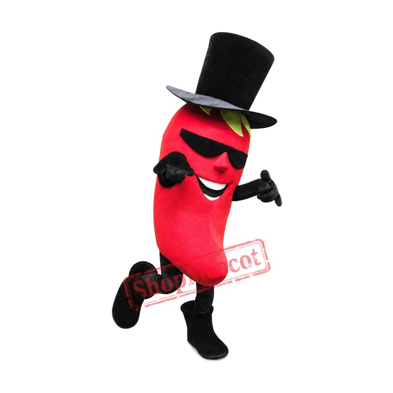 Happy Lightweight Chili Pepper Mascot Costume Happy Lightweight Chili Pepper Mascot Costume