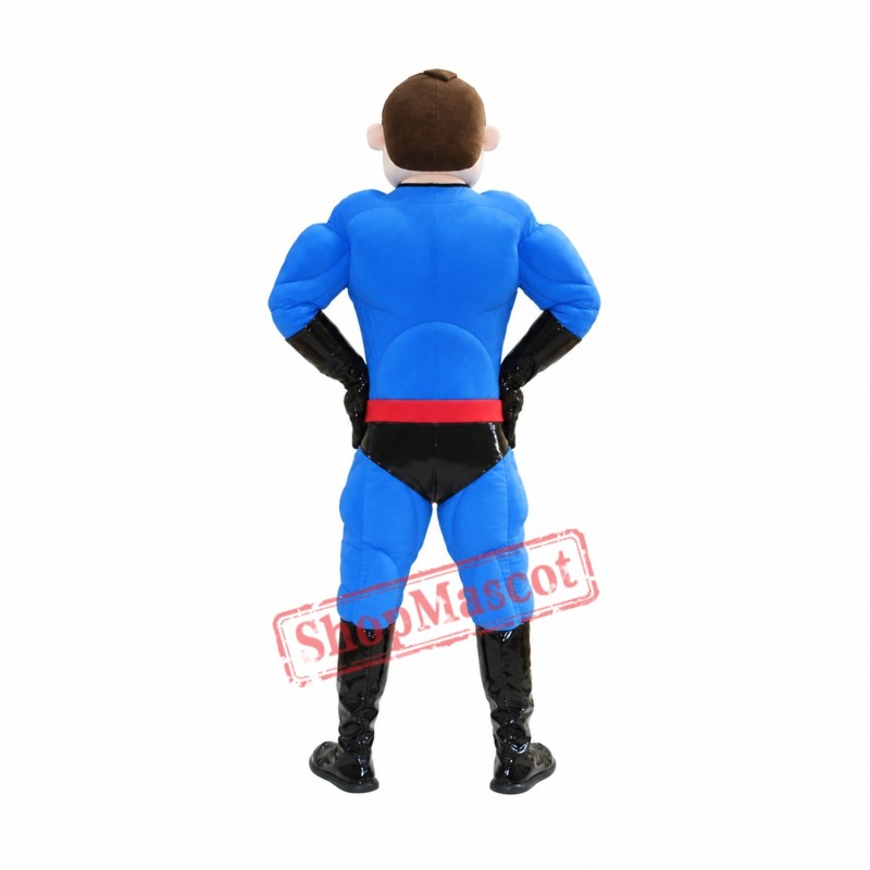 Blue Superman Mascot Costume Blue Superman Mascot Costume