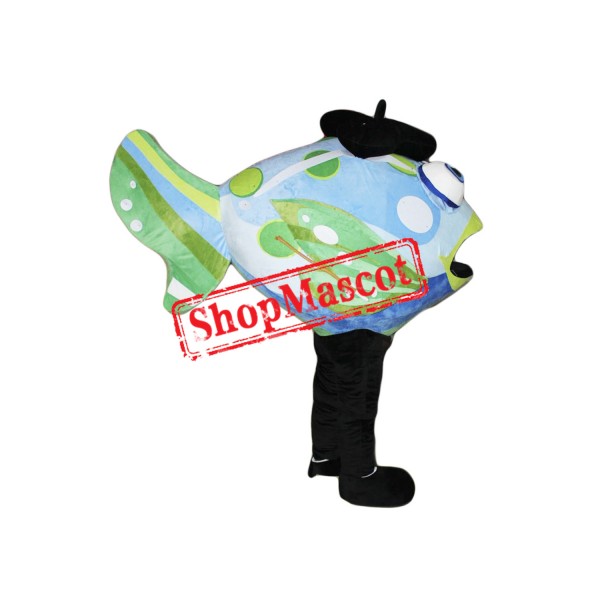 Cute Blue Fish Mascot Costume