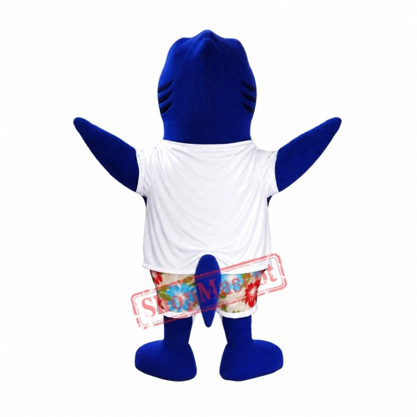 Cute Blue Shark Mascot Costume