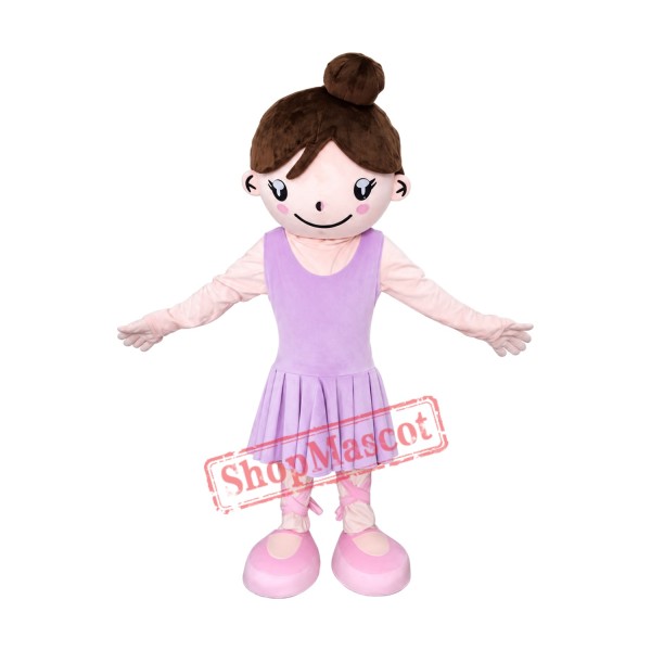 Cute Purple Dress Girl Mascot Costume
