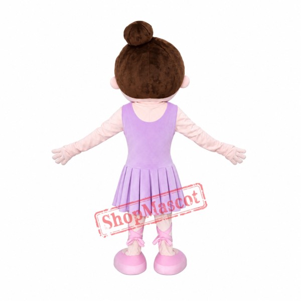 Cute Purple Dress Girl Mascot Costume Cute Purple Dress Girl Mascot Costume