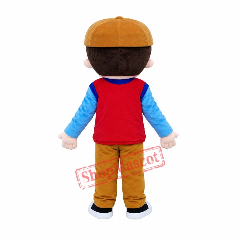 Brown Hat Boy Mascot Costume Brown Hat Boy Mascot Costume