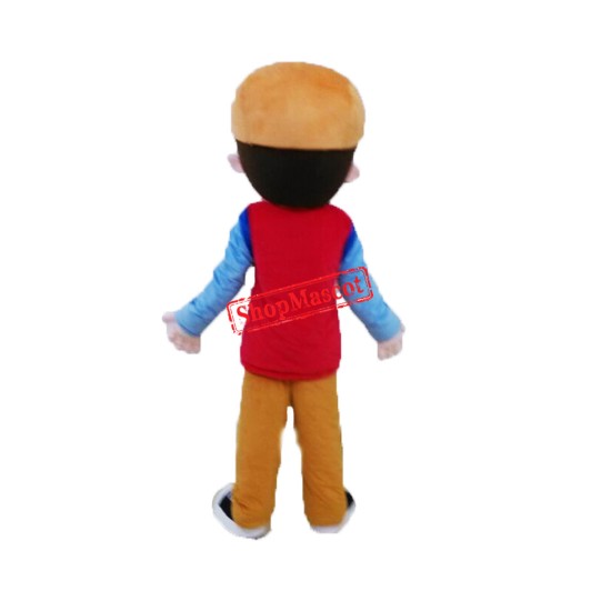 Brown Hat Boy Mascot Costume