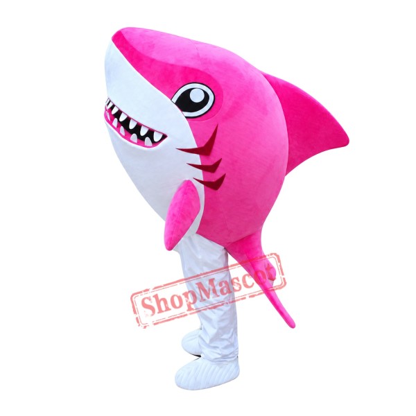 Cute Pink Shark Mascot Costume