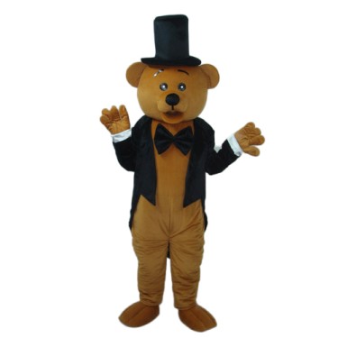Bear in Black Suit Mascot Adult Costume