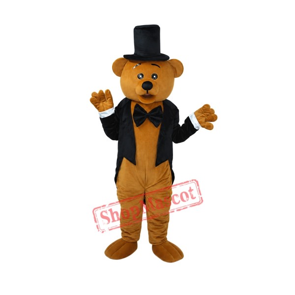 Bear in Black Suit Mascot Adult Costume
