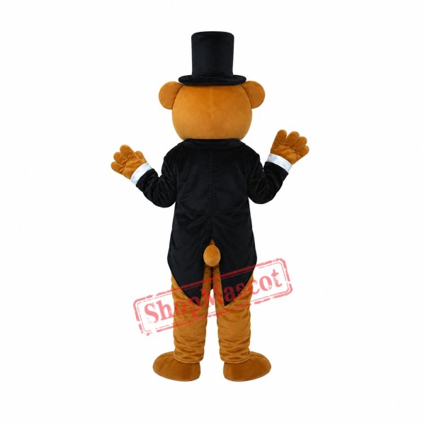 Bear in Black Suit Mascot Adult Costume