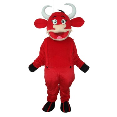 2nd Version Red Cow Mascot Adult Costume Free Shipping