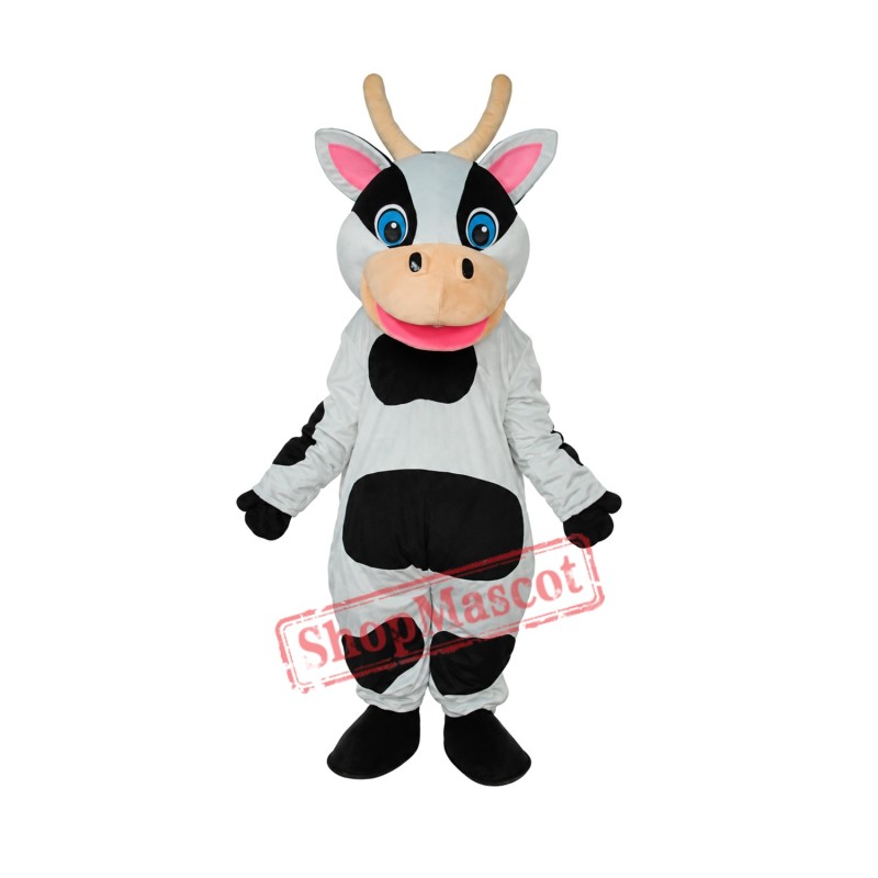 Black Dot Cow Mascot Adult Costume Free Shipping