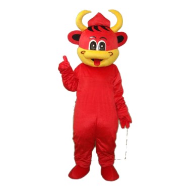Yellow Mouse Red Cow Mascot Adult Costume Free Shipping