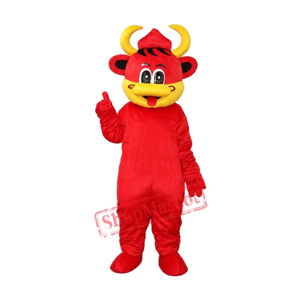 Yellow Mouse Red Cow Mascot Adult Costume Free Shipping